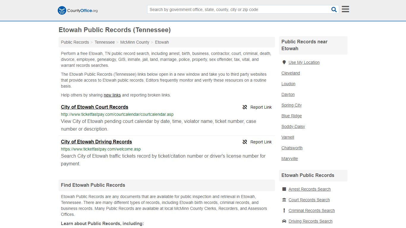Etowah Public Records (Tennessee) - County Office